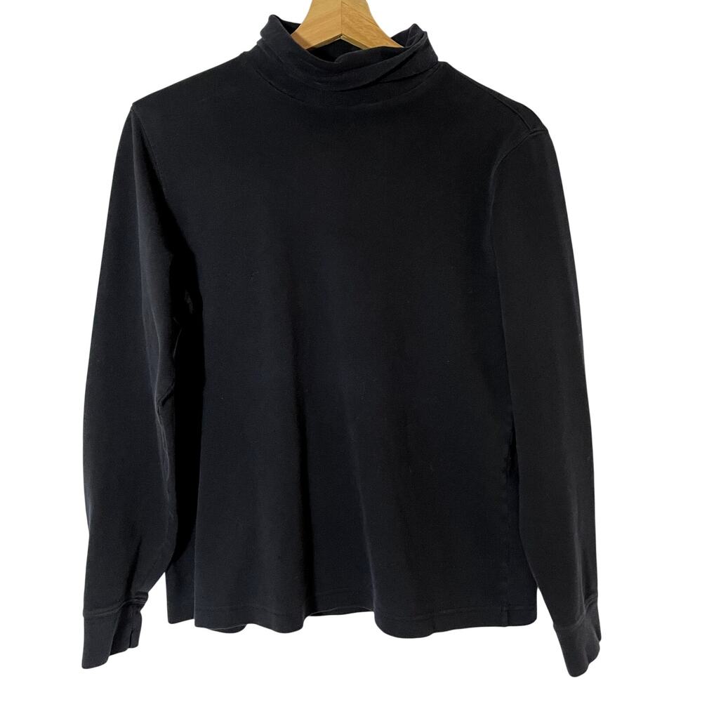 Lands' End navy‎ blue turtleneck pullover sweater women's size medium cotton top